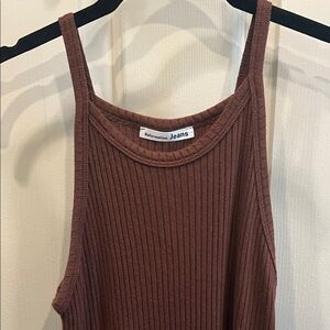 Reformation Chocolate Ribbed Knit Tank Dress
